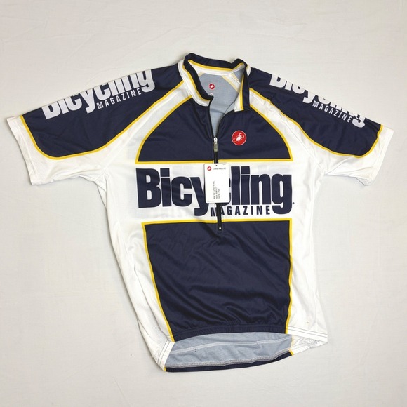 castelli Other - Castelli Bicycling Magazine Cycling Jersey Men 2XL Navy White Yellow 1/4 Zip USA